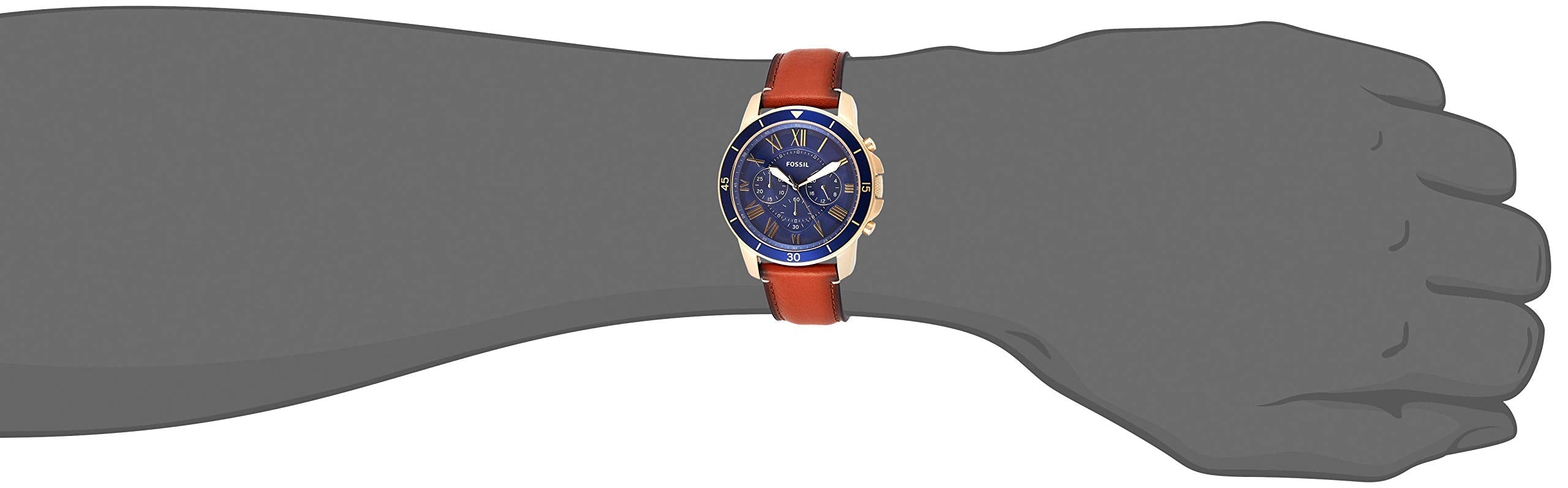 Fossil Grant Sport Chronograph Blue Dial Brown Leather Strap Watch for Men - FS5268 Watches Fossil   