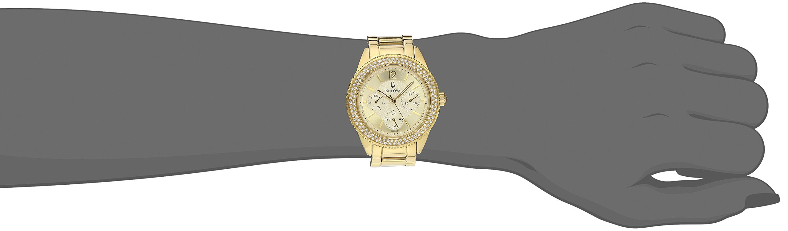 Bulova Multi Function Gold Dial Gold Steel Strap Watch for Women - 97N102 Watches Bulova   