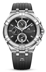 Maurice Lacroix Aikon Chronograph Black Dial Black Leather Strap Watch for Men - AI1018-SS001-330-2 Watches Maurice Lacroix   