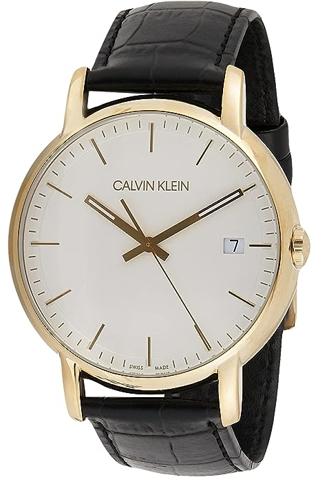 Calvin Klein City Silver Dial Black Leather Strap Watch for Men - K2G21520 Watches Calvin Klein   