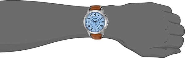 Fossil Grant Chronograph Blue Dial Brown Leather Strap Watch for Men - FS5184 Watches Fossil   