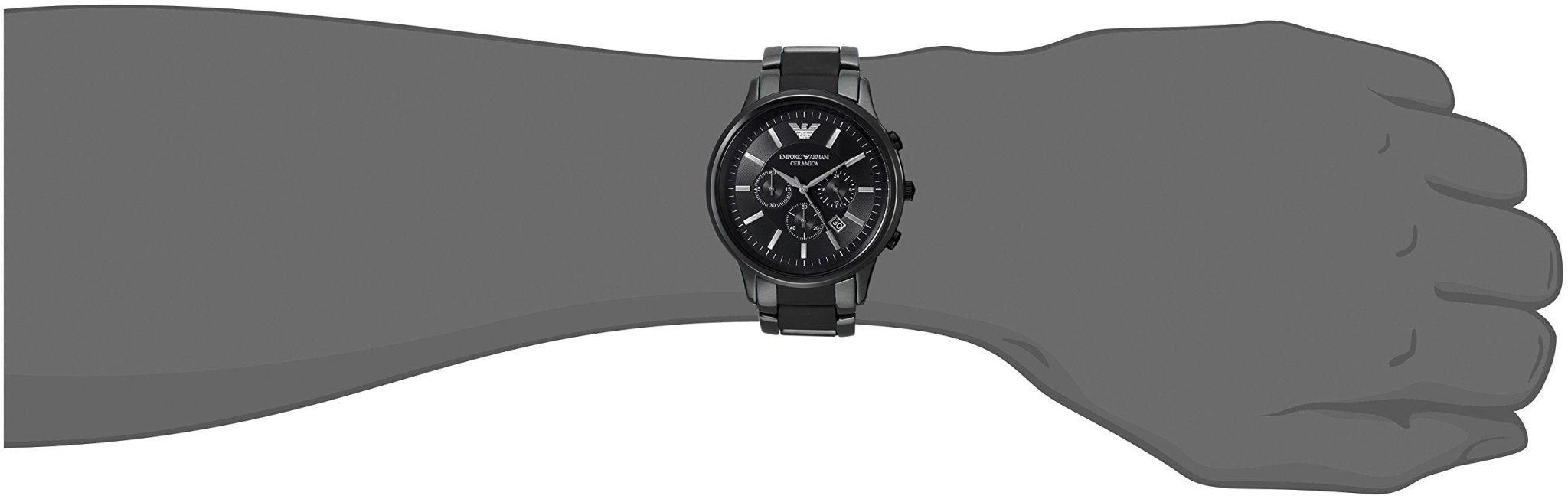 Emporio Armani Ceramica Chronograph Black Dial Black Stainless Steel Watch For Men - AR1451 Watches Emporio Armani   