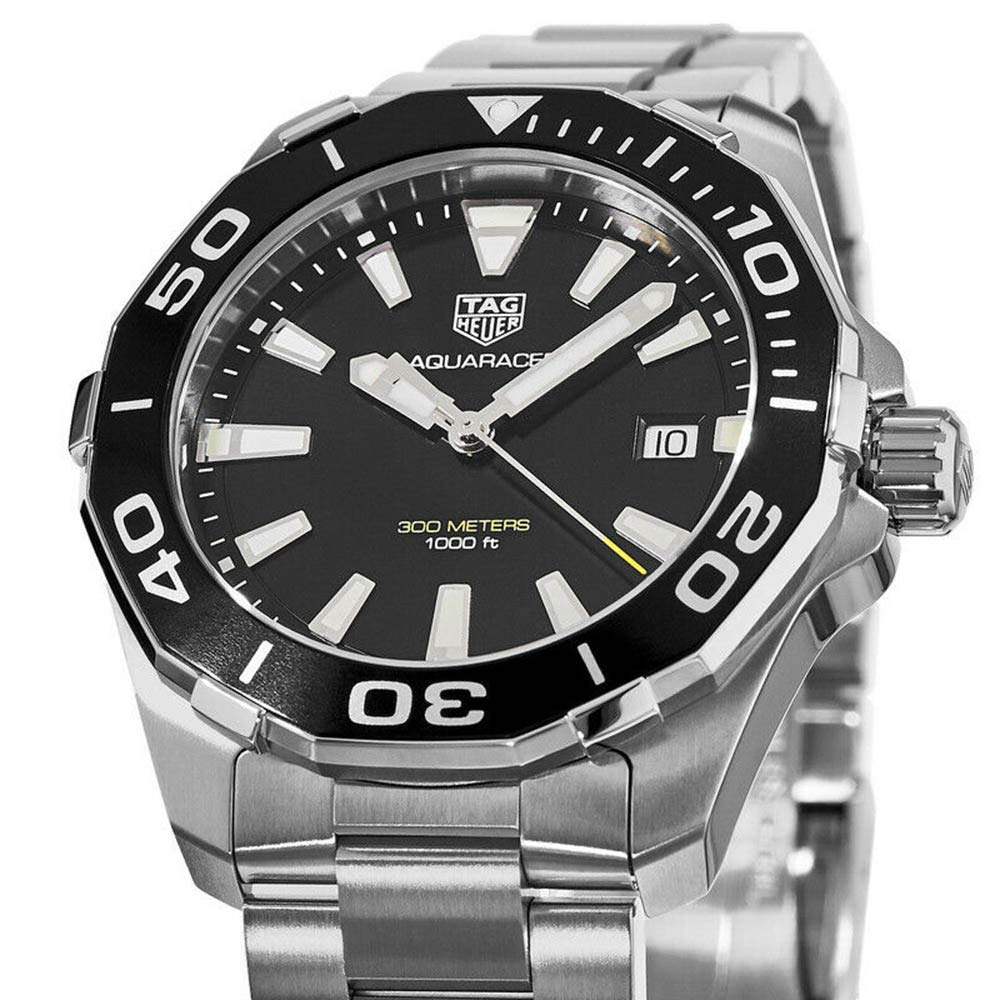 Tag Heuer Aquaracer Black Dial Silver Steel Strap Watch for Men - WAY111A.BA0928 Watches Tag Heuer   