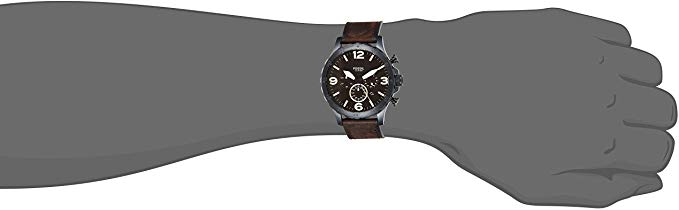 Fossil Nate Chronograph Brown Dial Brown Leather Strap Watch for Men - JR1487 Watches Fossil   