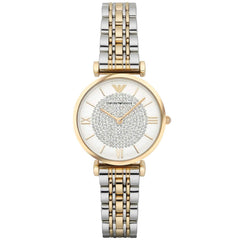 Emporio Armani Gianni T Bar White Dial Two Tone Stainless Steel Watch For Women - AR8031 Watches Emporio Armani   