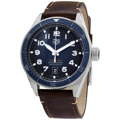 Tag Heuer Autavia Calibre 5 42mm Automatic Blue Dial Brown Leather Strap Watch for Men - WBE5116.FC8266 Watches Tag Heuer   