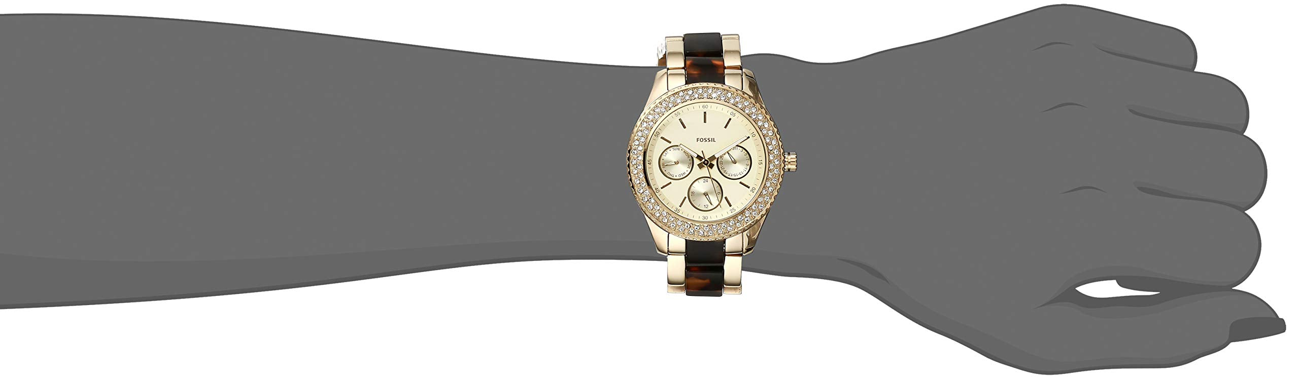 Fossil Stella Multifunction Gold Dial Two Tone Steel Strap Watch for Women - ES4756 Watches Fossil   