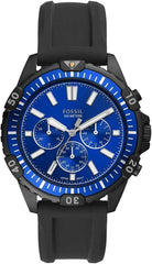 Fossil Garrett Chronograph Blue Dial Black Rubber Strap Watch for Men - FS5695 Watches Fossil   