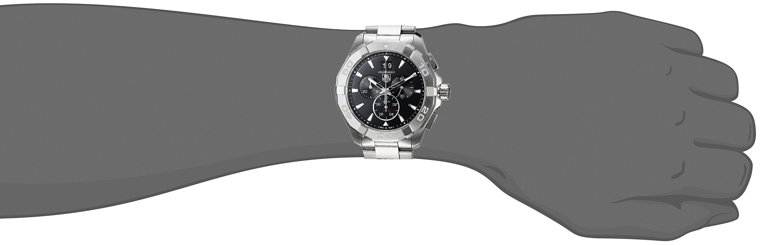 Tag Heuer Aquaracer Chronograph Black Dial Silver Steel Strap Watch for Men - CAY1110.BA0927 Watches Tag Heuer   