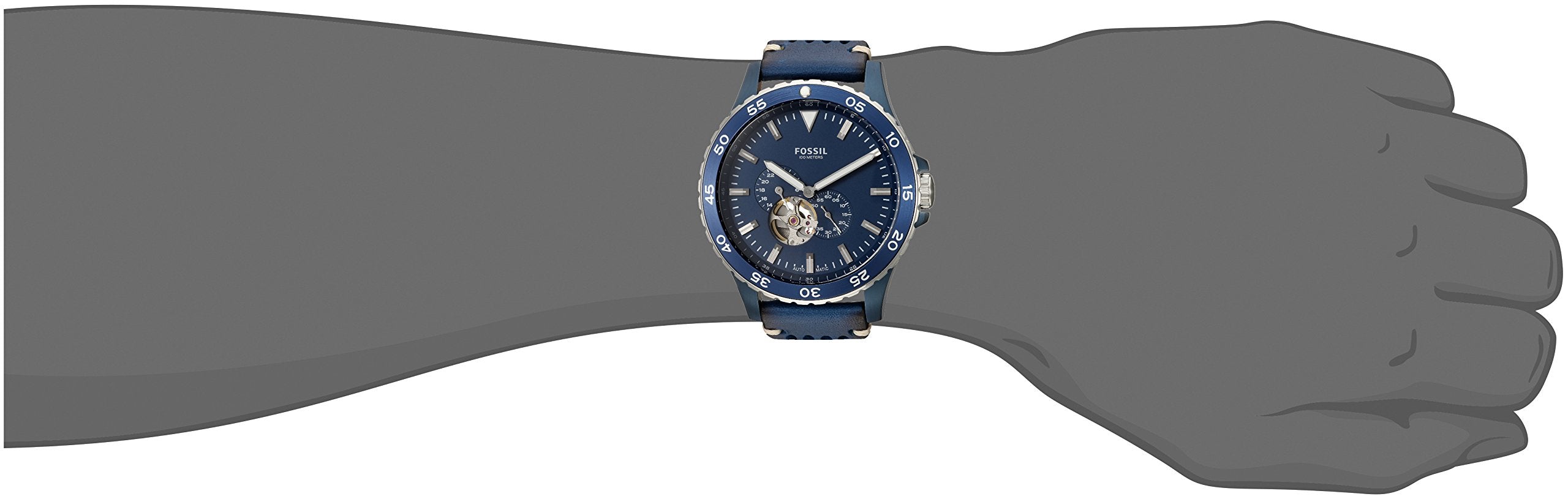 Fossil Crewmaster Sports Automatic Blue Dial Blue Rubber Strap Watch for Men - ME3149 Watches Fossil   