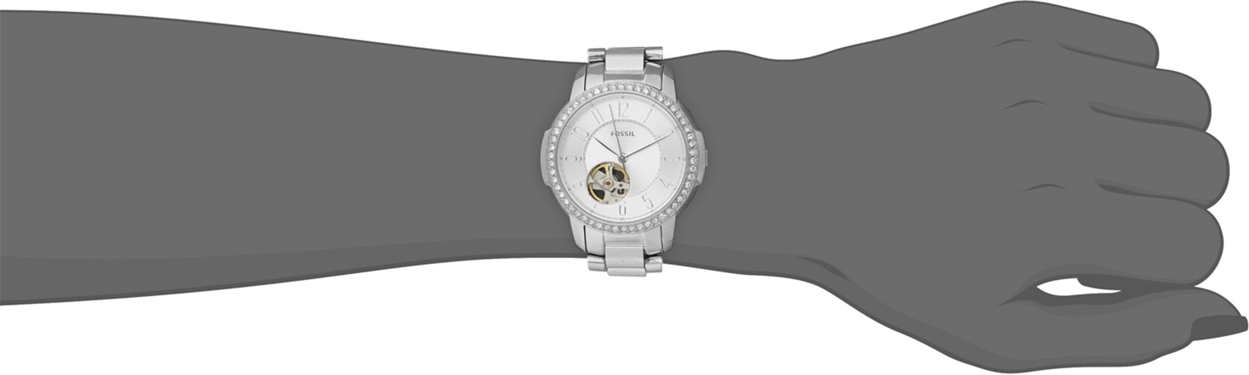 Fossil Architect Automatic Silver Dial Silver Steel Strap Watch for Women - ME3057 Watches Fossil   