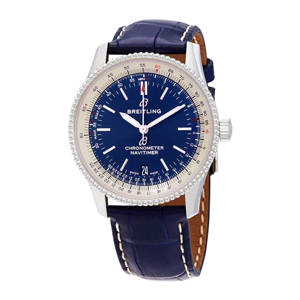 Breitling Navitimer Automatic 38mm Blue Dial Blue Leather Strap Mens Watch - A17325211C1P1 Watches Breitling   