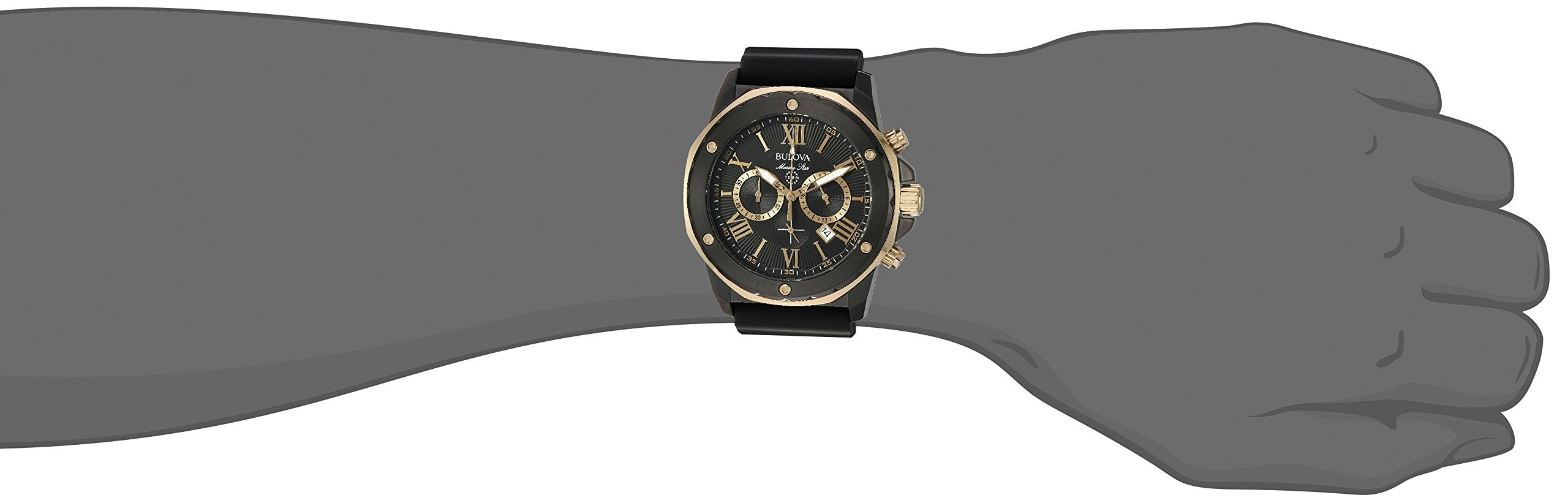 Bulova Marine Star Chronograph Black Dial Black Rubber Strap Watch for Men - 98B278 Watches Bulova   