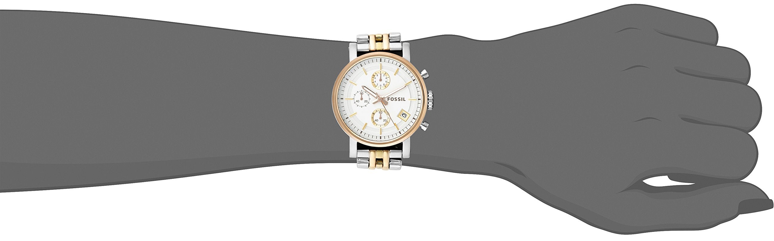 Fossil Boyfriend Chronograph White Dial Two Tone Steel Strap Watch for Women - ES3840 Watches Fossil   