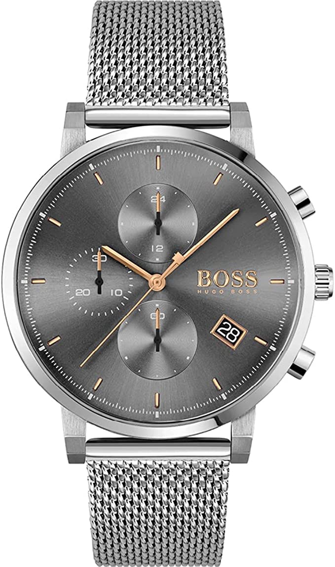 Hugo Boss Integrity Grey Dial Silver Mesh Bracelet Watch for Men - 1513807 Watches Hugo Boss   