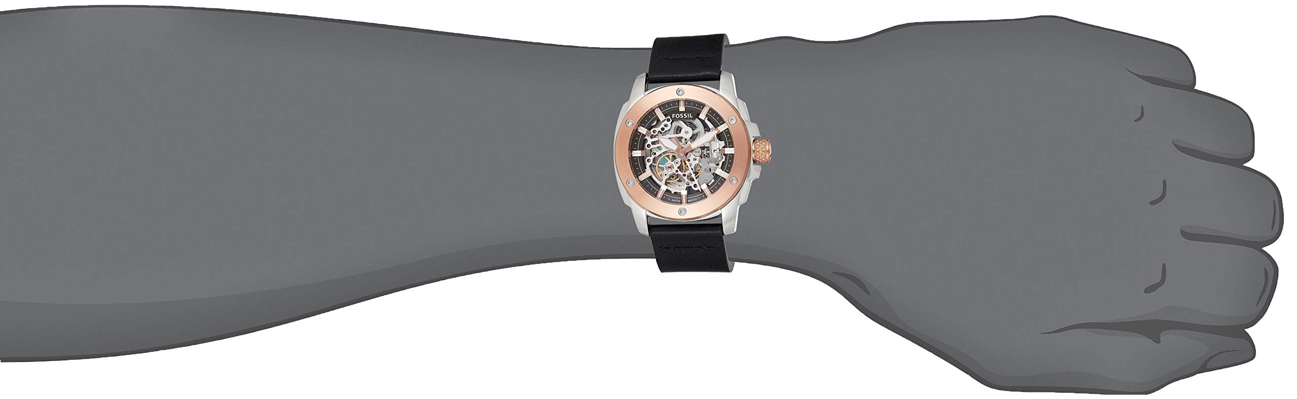 Fossil Modern Machine Automatic Skeleton Dial Black Leather Strap Watch for Men - ME3082 Watches Fossil   