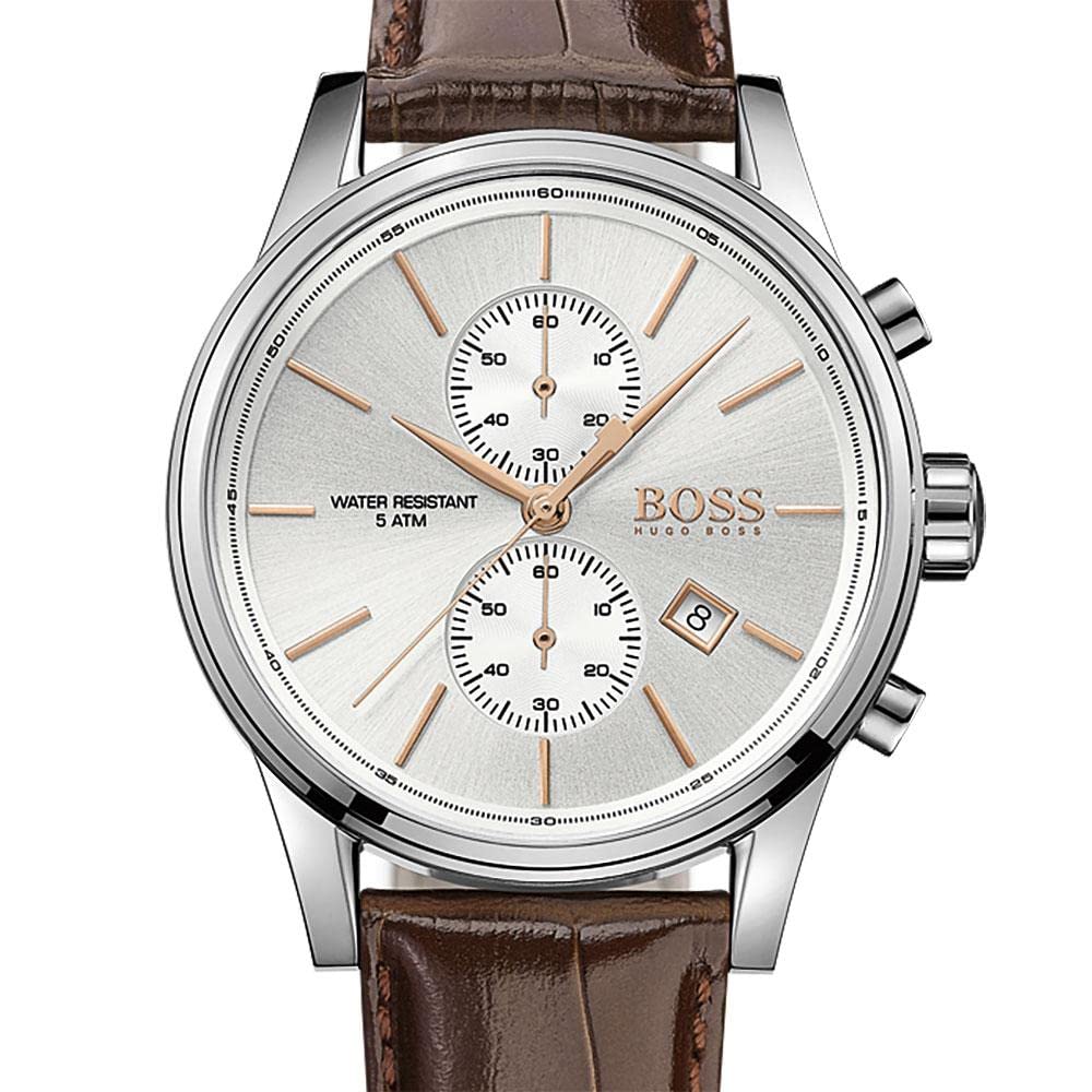 Hugo Boss Jet White Dial Brown Leather Strap Watch for Men - 1513280 Watches Hugo Boss   