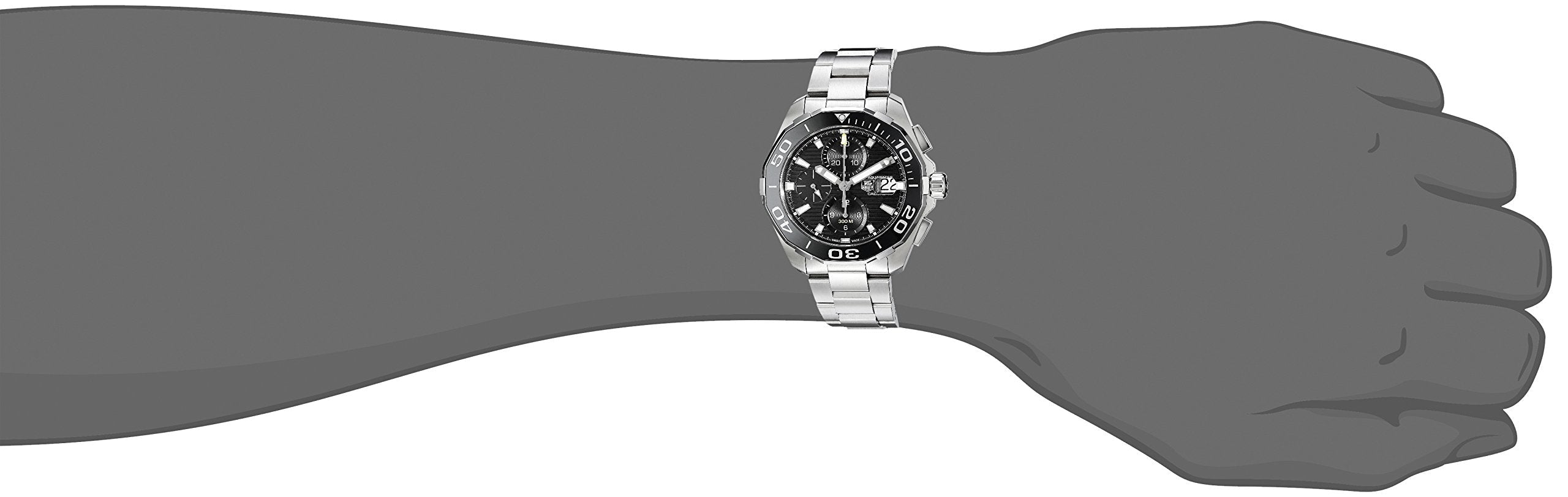 Tag Heuer Aquaracer Calibre 16 Day-Date Black Dial Silver Steel Strap Watch for Men - CAY211A.BA0927 Watches Tag Heuer   