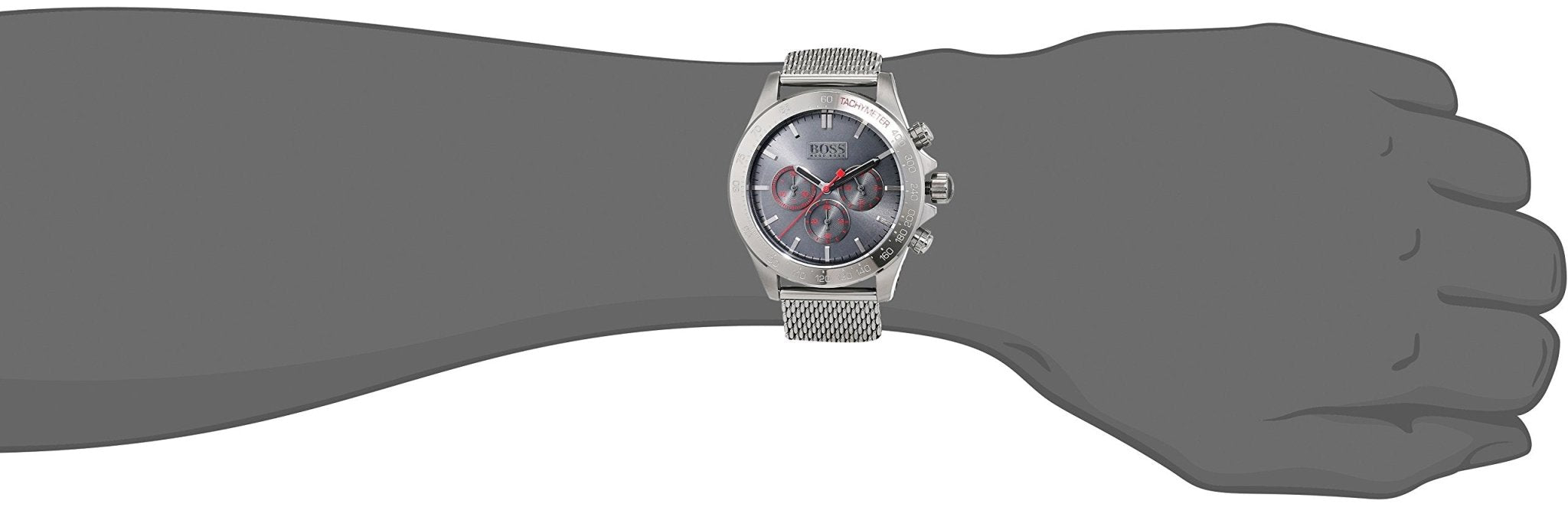 Hugo Boss Ikon Grey Dial Grey Mesh Bracelet Watch for Men - 1513443 Watches Hugo Boss   