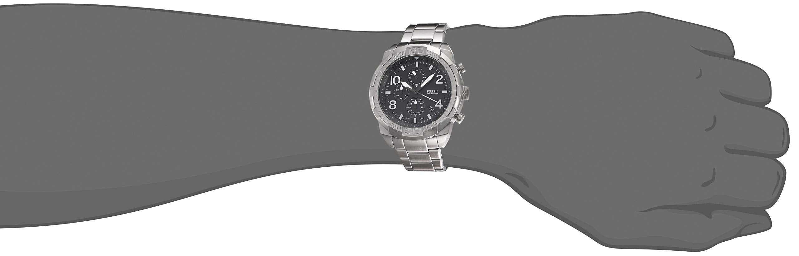 Fossil Bronson Chronograph Black Dial Silver Steel Strap Watch for Men - FS5710 Watches Fossil   