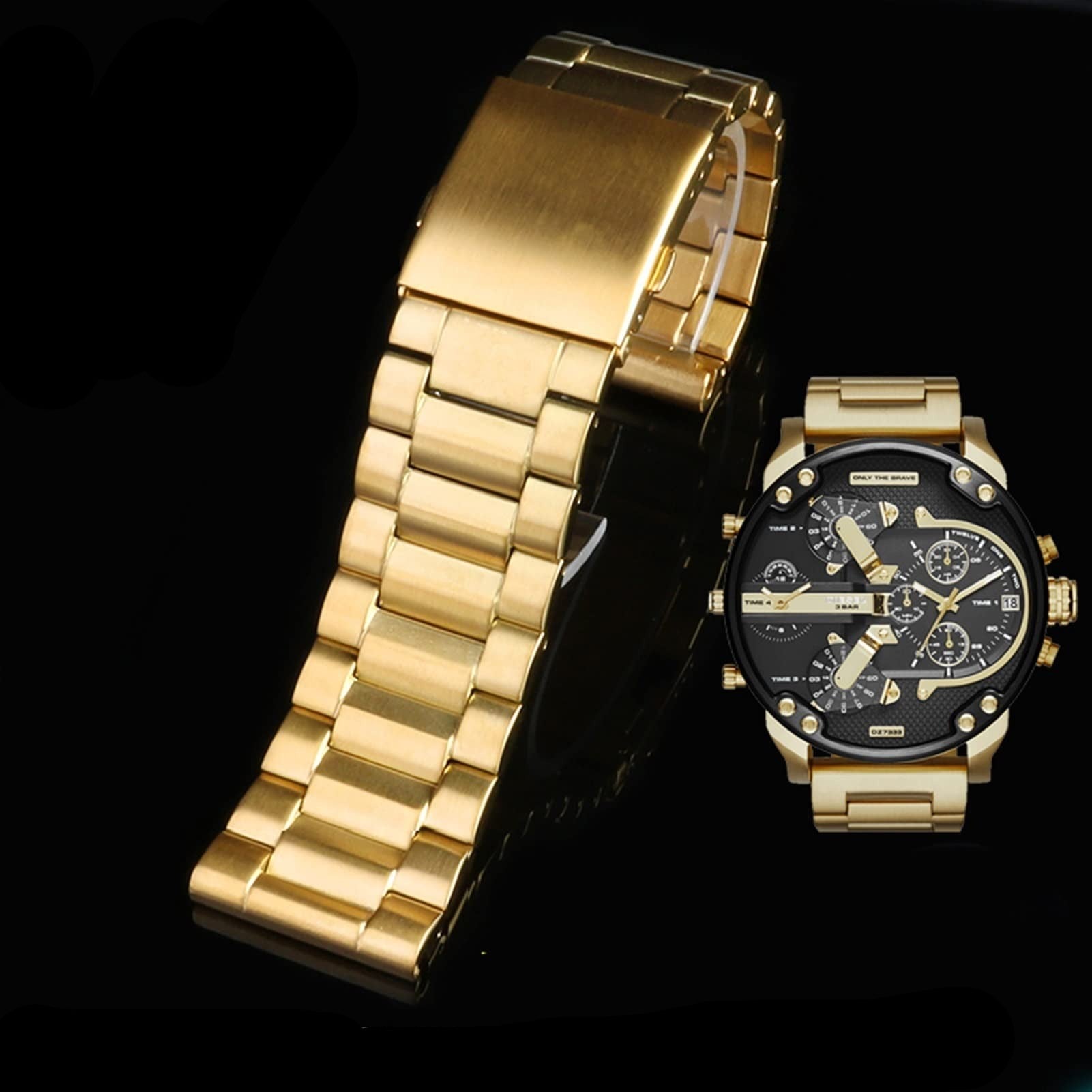 Diesel Mr Daddy 2.0 Black Dial Gold Stainless Steel Watch For Men - DZ7333 Watches Diesel   