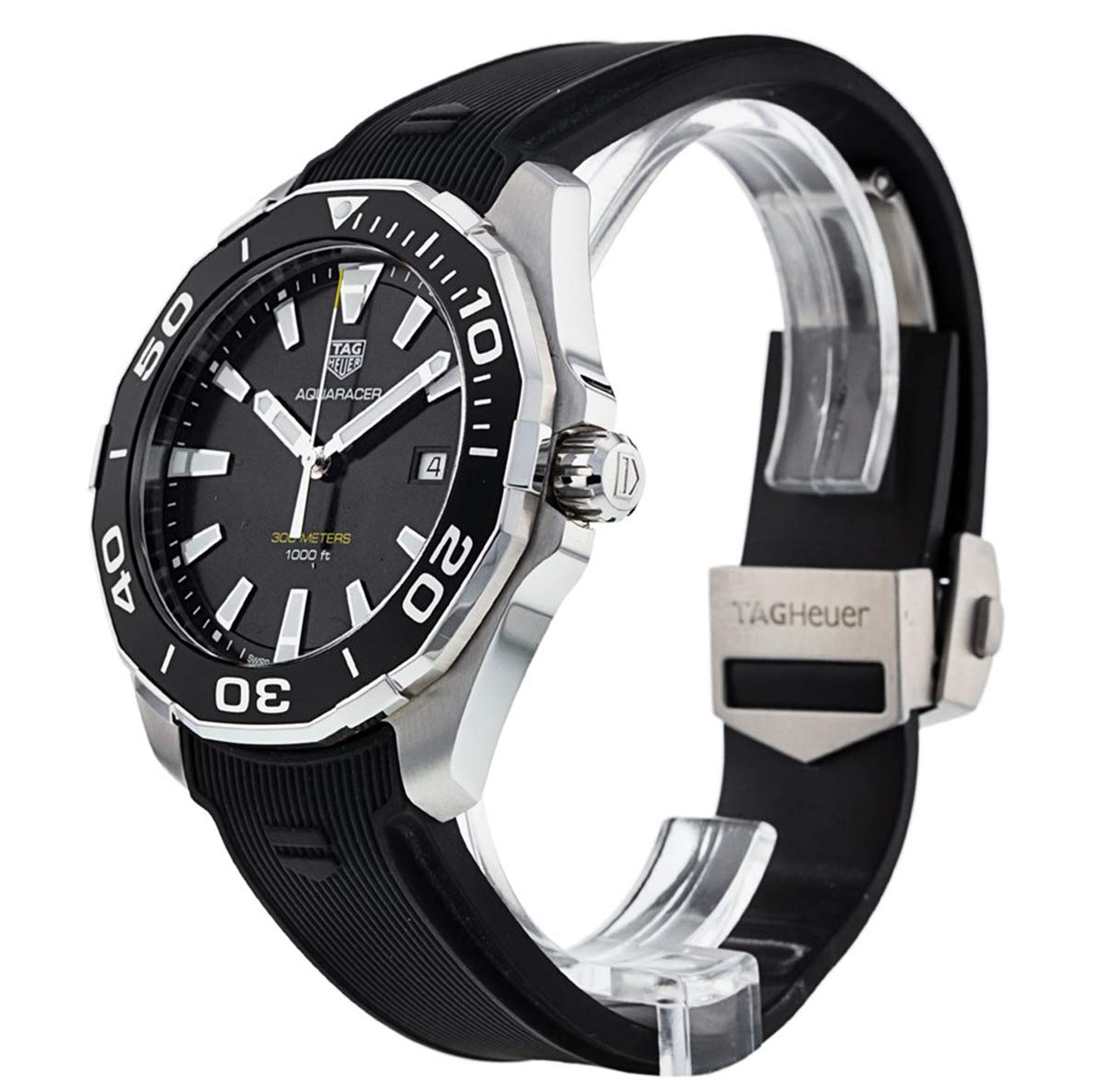 Tag Heuer Aquaracer Black Dial Black Rubber Strap Watch for Men - WAY111A.FT6151 Watches Tag Heuer   