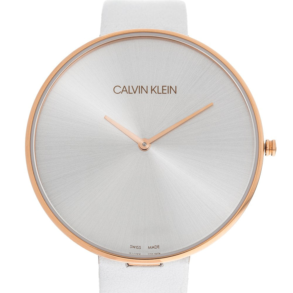 Calvin Klein Full Moon White Dial White Leather Strap Watch for Women - K8Y236L6 Watches Calvin Klein   