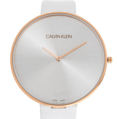 Calvin Klein Full Moon White Dial White Leather Strap Watch for Women - K8Y236L6 Watches Calvin Klein   