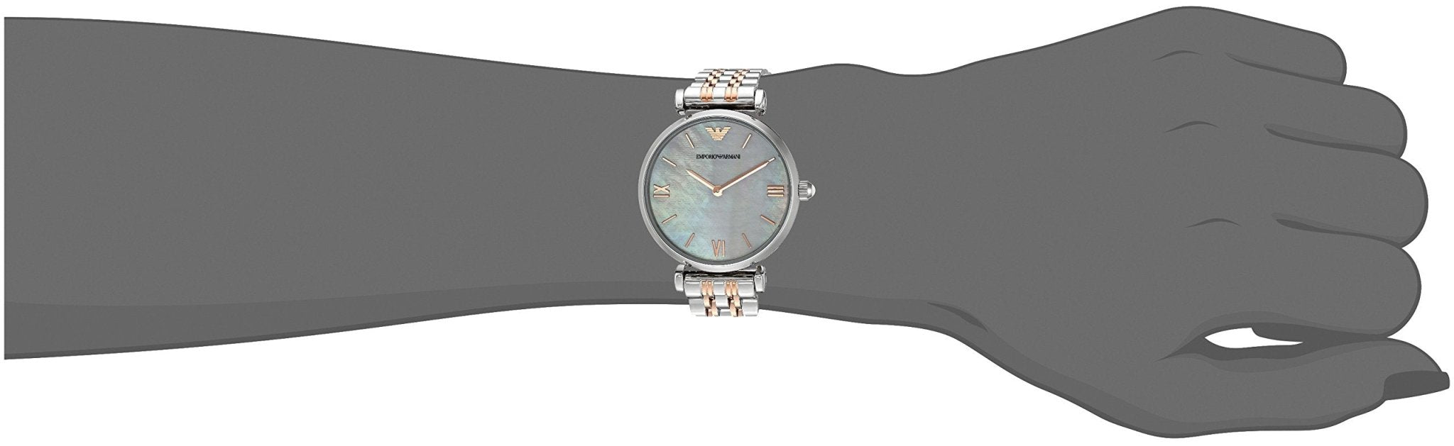 Emporio Armani Gianni T-Bar Mother of Pearl Dial Two Tone Stainless Steel Watch For Women - AR1987 Watches Emporio Armani   