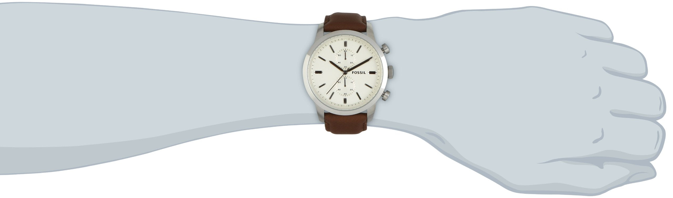 Fossil Townsman Chronograph White Dial Brown Leather Strap Watch for Men - FS5350 Watches Fossil   