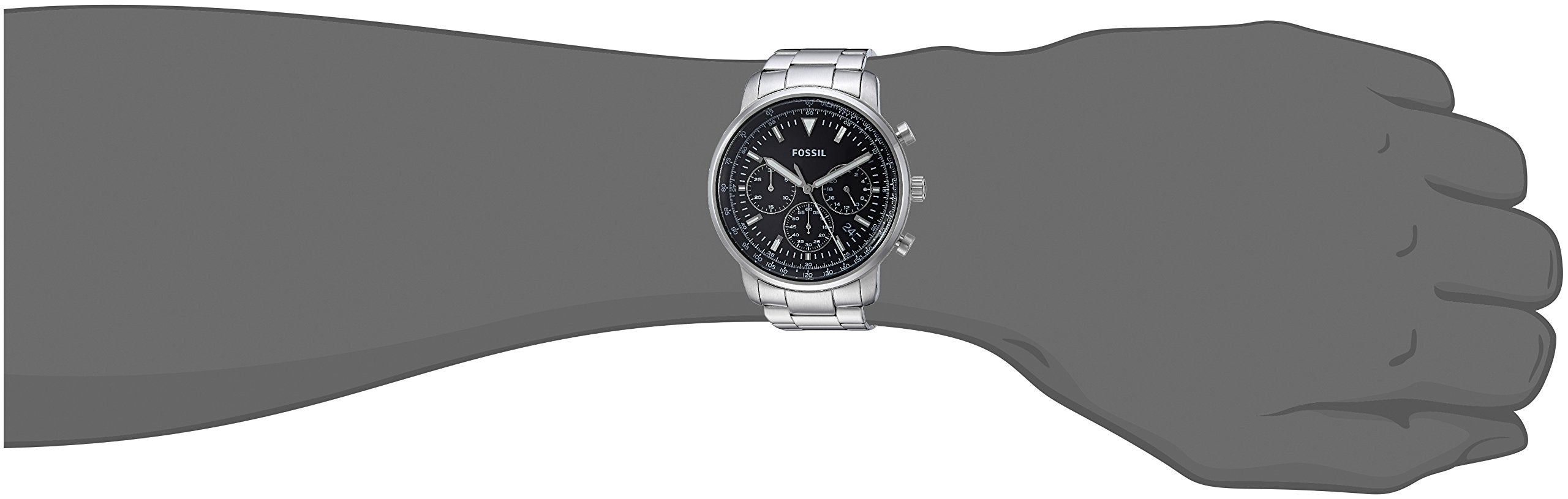 Fossil Goodwin Chronograph Black Dial Silver Steel Strap Watch for Men - FS5412 Watches Fossil   