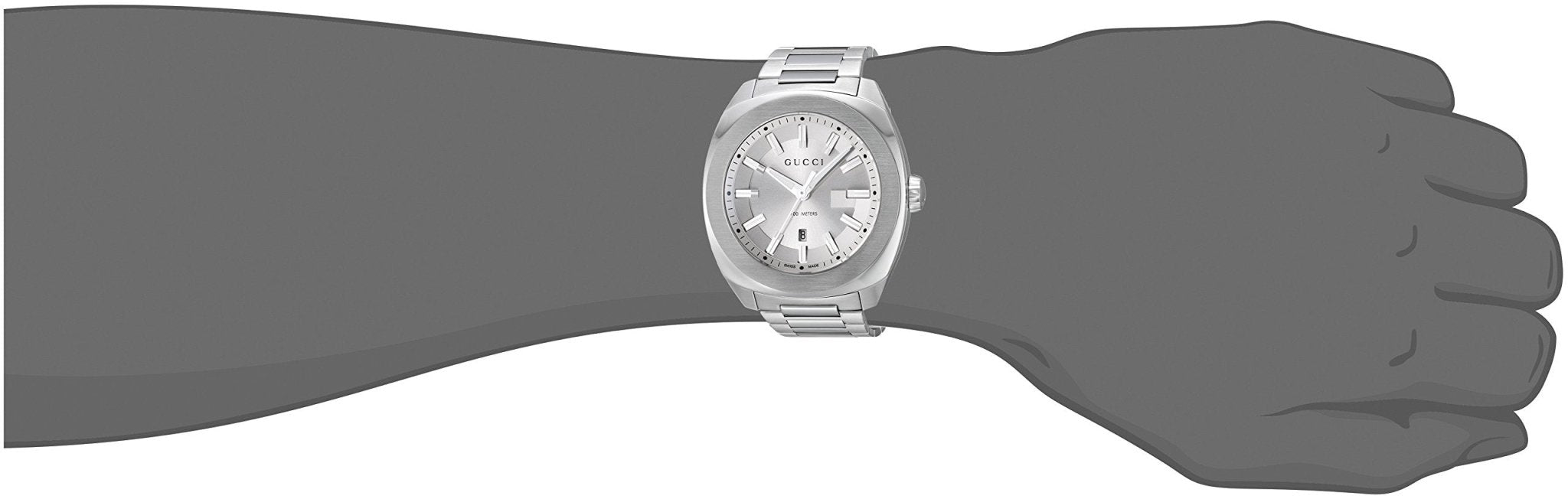 Gucci G Timeless GG2570 Silver Dial Silver Steel Strap Watch For Men - YA142402 Watches Gucci   