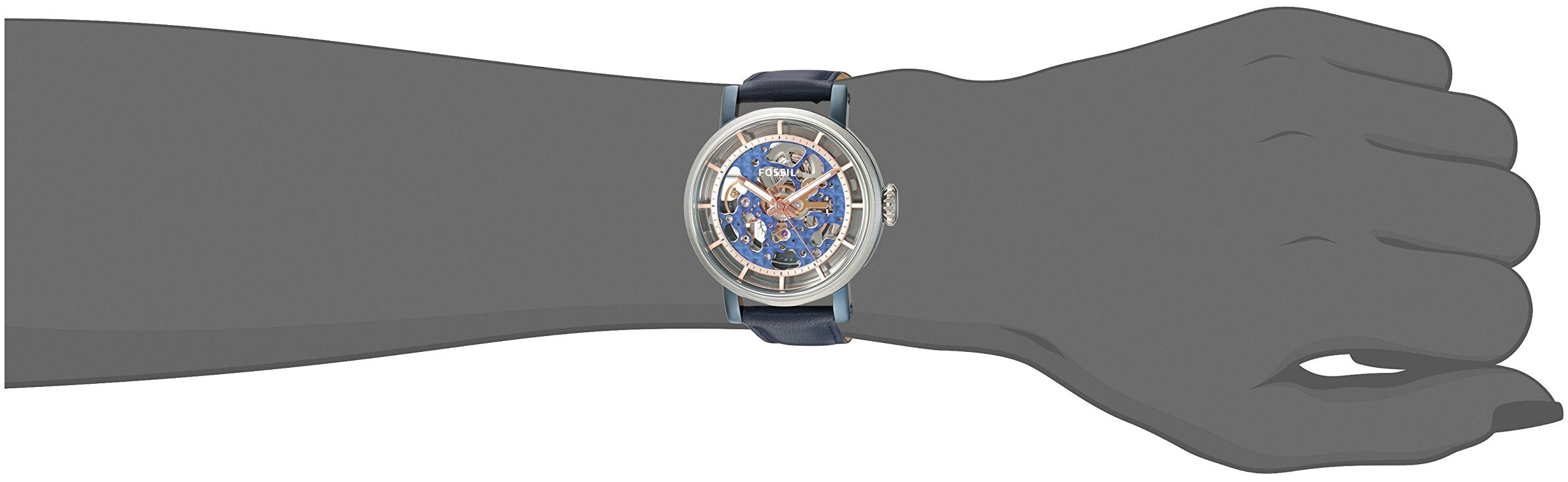 Fossil Boyfriend Skeleton Blue Dial Blue Leather Strap Watch for Women - ME3136 Watches Fossil   