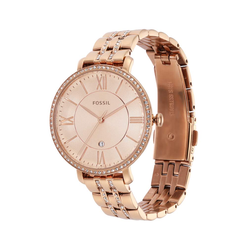 Fossil Jacqueline Rose Gold Dial Rose Gold Steel Strap Watch for Women - ES3546 Watches Fossil   