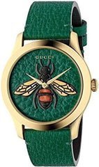 Gucci G Timeless Bee Green Dial Green Leather Strap Watch For Women - YA1264065 Watches Gucci   