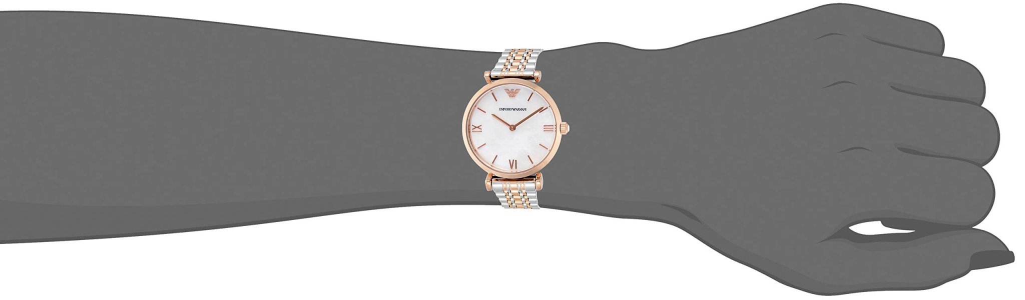 Emporio Armani T Bar Gianni Classic Mother Of Pearl Dial Two Tone Stainless Steel Watch For Women - AR1683 Watches Emporio Armani   