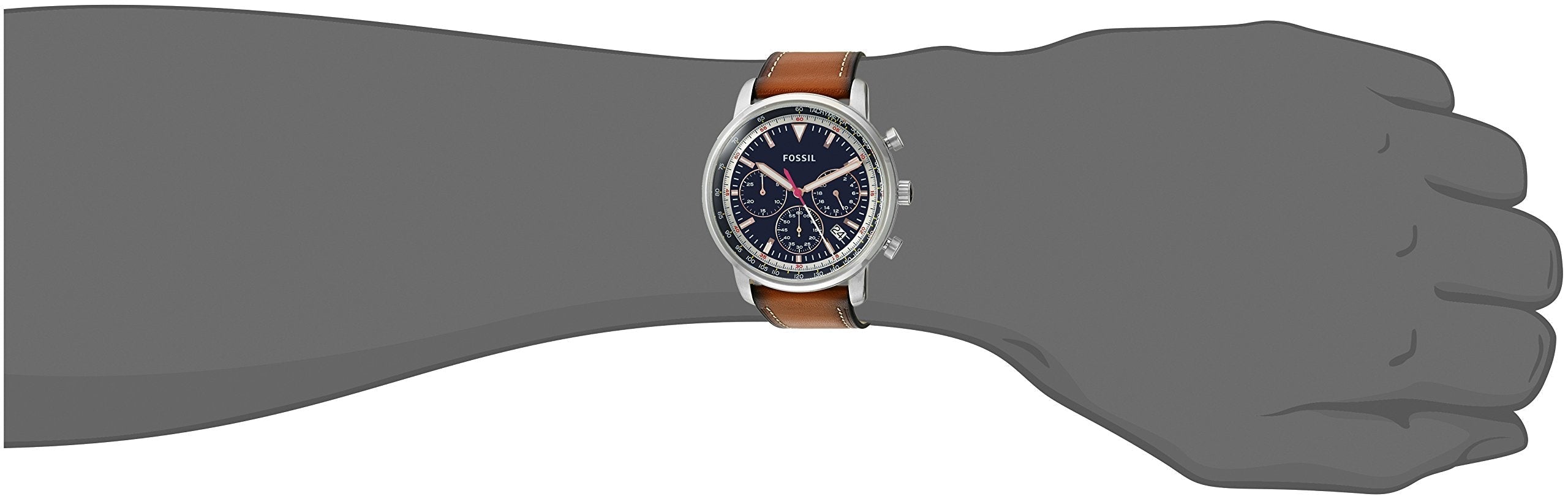 Fossil Goodwin Chronograph Blue Dial Brown Leather Strap Watch for Men - FS5414 Watches Fossil   