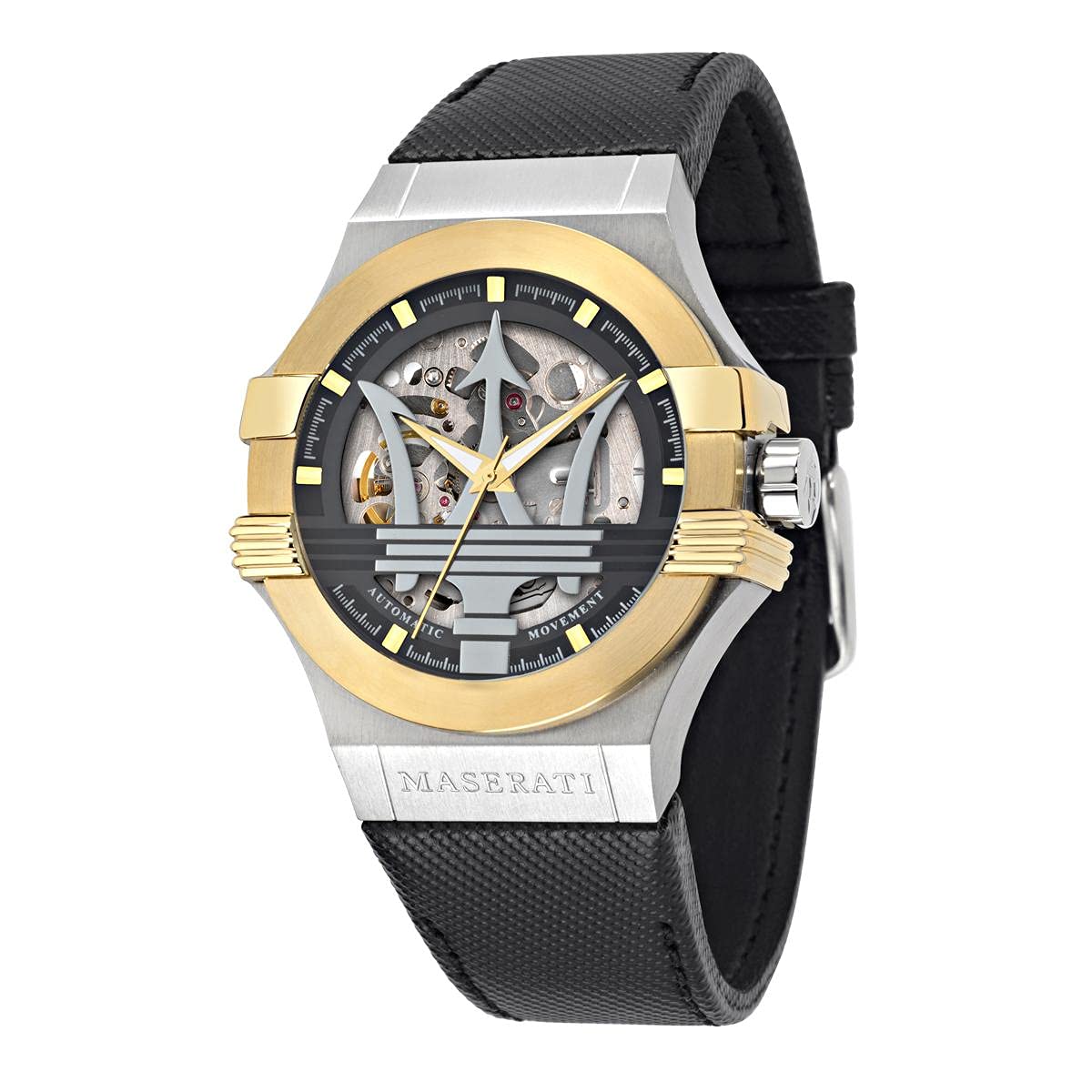 Maserati Potenza Automatic Skeleton Dial Black Strap Watch For Men - R8821108011 Watches Maserati   