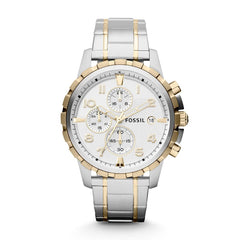 Fossil Dean Chronograph White Dial Silver Steel Strap Watch for Men - FS4795 Watches Fossil   