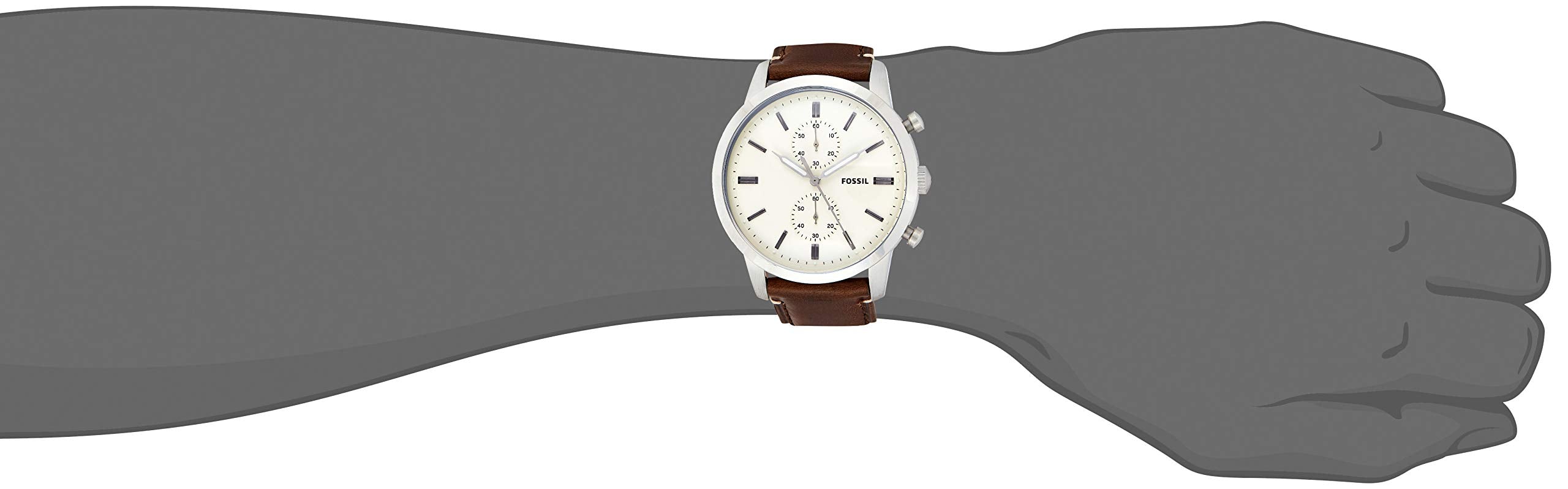 Fossil Townsman Chronograph White Dial Brown Leather Strap Watch for Men - FS5350 Watches Fossil   