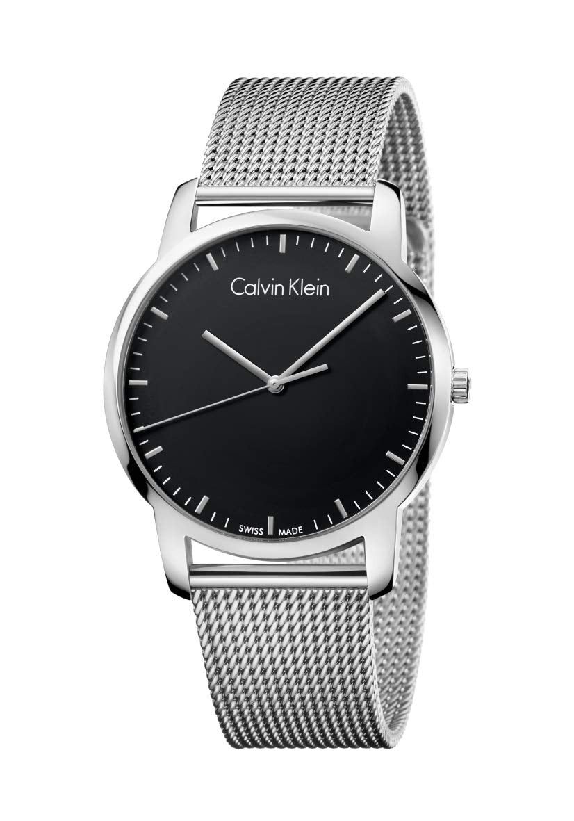 Calvin Klein City Chronograph Black Dial Silver Mesh Bracelet Watch for Men - K2G2G121 Watches Calvin Klein   