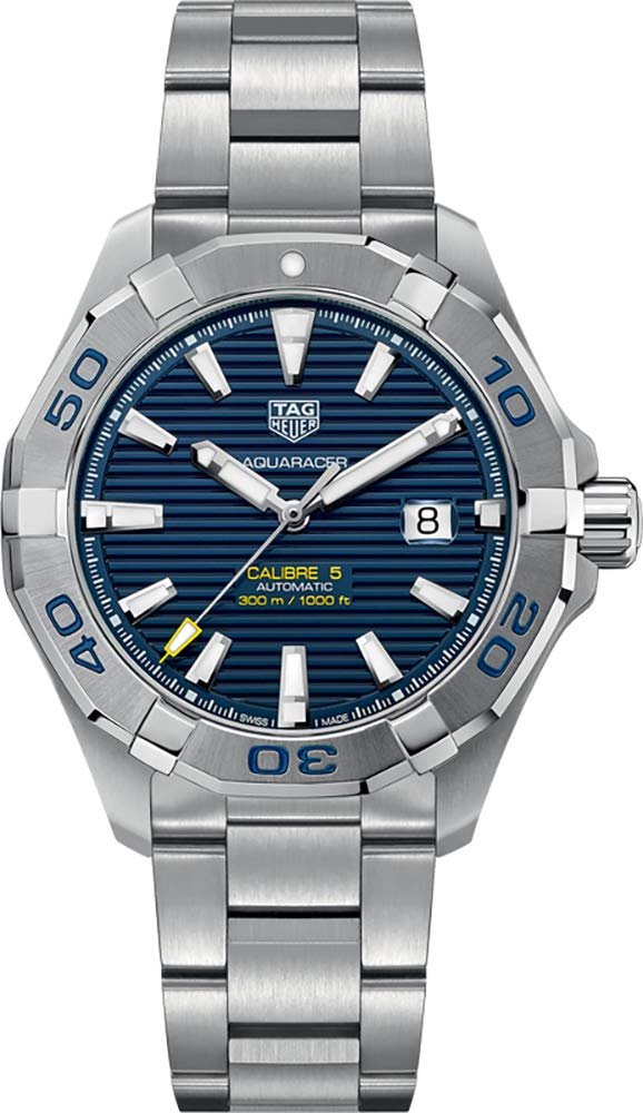 Tag Heuer Aquaracer Calibre 5 Automatic Blue Dial Silver Steel Strap Watch for Men - WAY2012.BA0927 Watches Tag Heuer   