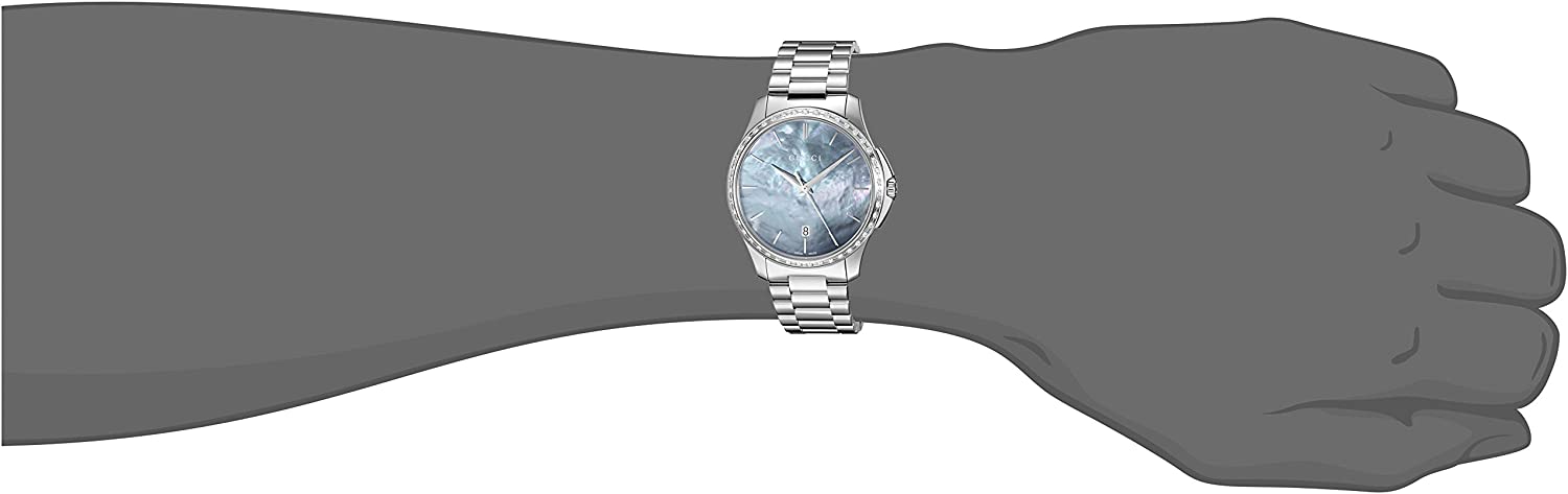 Gucci G Timeless Diamonds Mother of Pearl Blue Dial Silver Steel Strap Unisex Watch - YA126458 Watches Gucci   