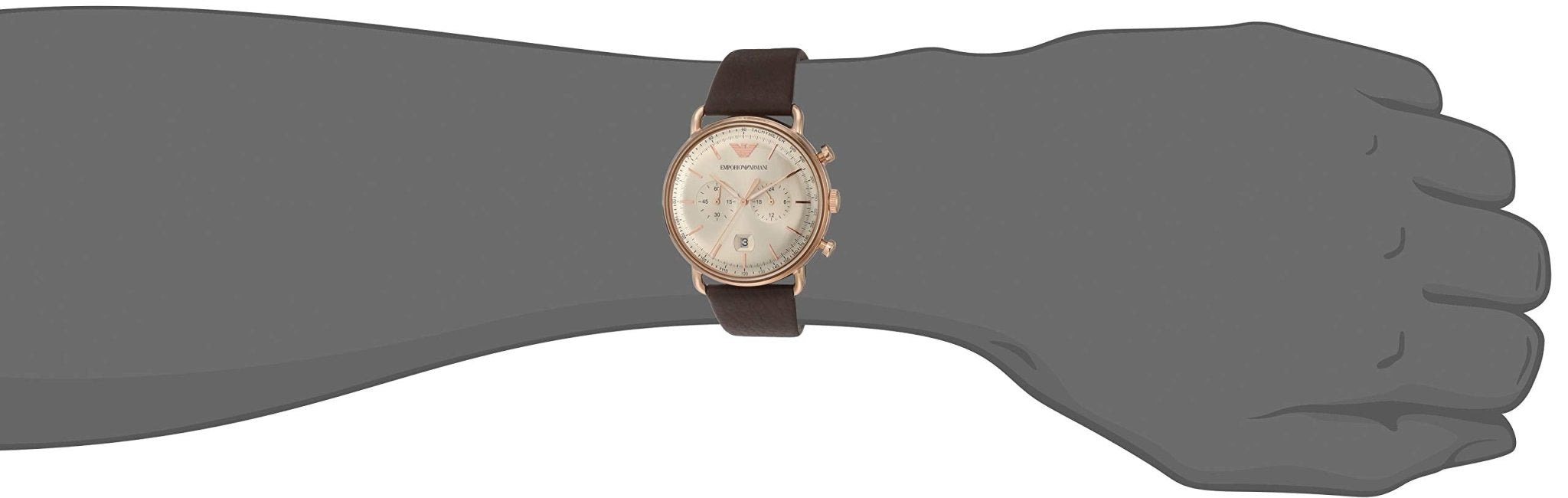 Emporio Armani Aviator Grey Dial Brown Leather Strap Watch For Men - AR11106 Watches Emporio Armani   