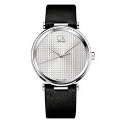 Calvin Klein Sight Silver Dial Black Leather Strap Watch for Men - K1S21120 Watches Calvin Klein   