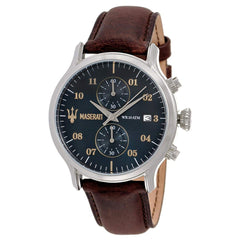 Maserati Epoca Chronograph Blue Dial Brown Leather Watch For Men - R8871618001 Watches Maserati   