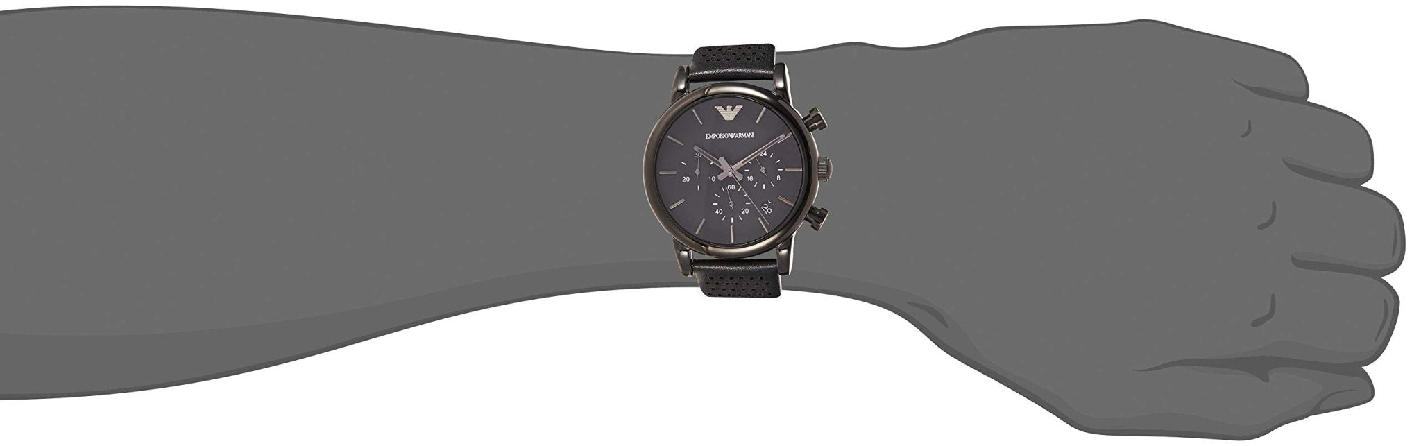 Emporio Armani Luigi Chronograph Black Dial Black Leather Strap Watch For Men - AR1737 Watches Emporio Armani   