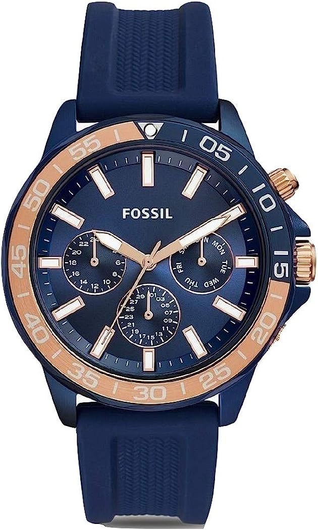 Fossil Bannon Multifunction Blue Dial Blue Silicone Strap Watch for Men - BQ2498 Watches Fossil   