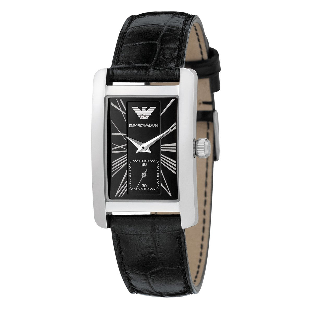 Emporio Armani Classic Black Dial Black Leather Strap Watch For Women - AR0144 Watches Emporio Armani   