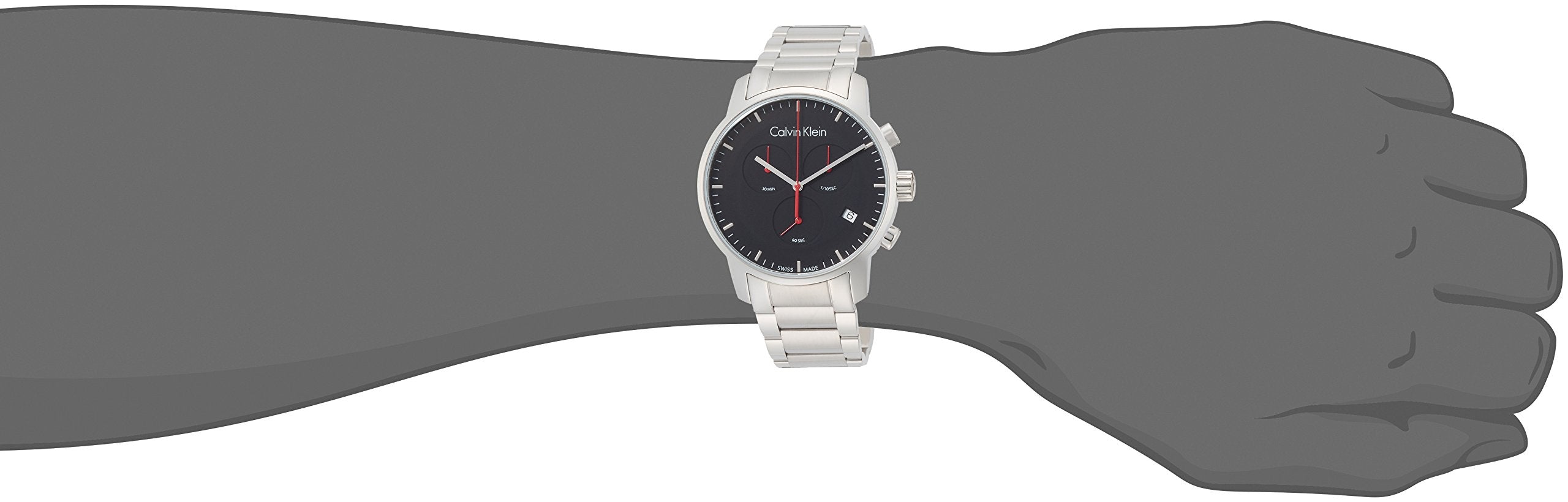 Calvin Klein City Chronograph Black Dial Silver Steel Strap Watch for Men - K2G27141 Watches Calvin Klein   